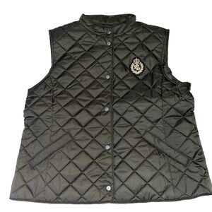 NWT Ralph Lauren Women’s Green Quilted Warm Crest Vest L Dark Olive Retail $160